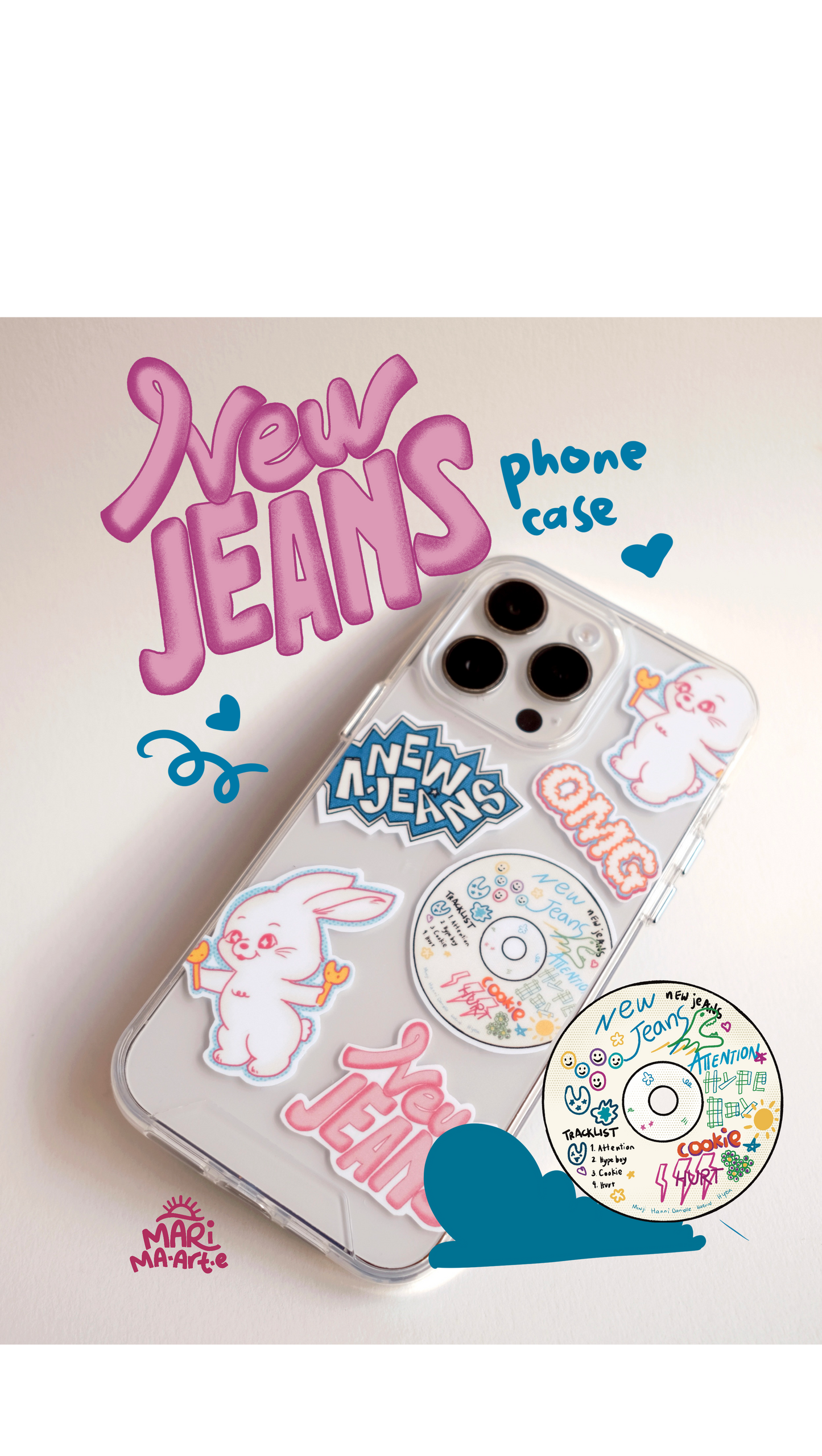 NEW JEANS BUNNIES PINK DISC PHONE CASE