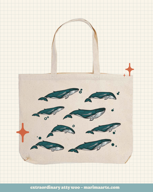 ATTY WOO WHALES LARGE TOTE