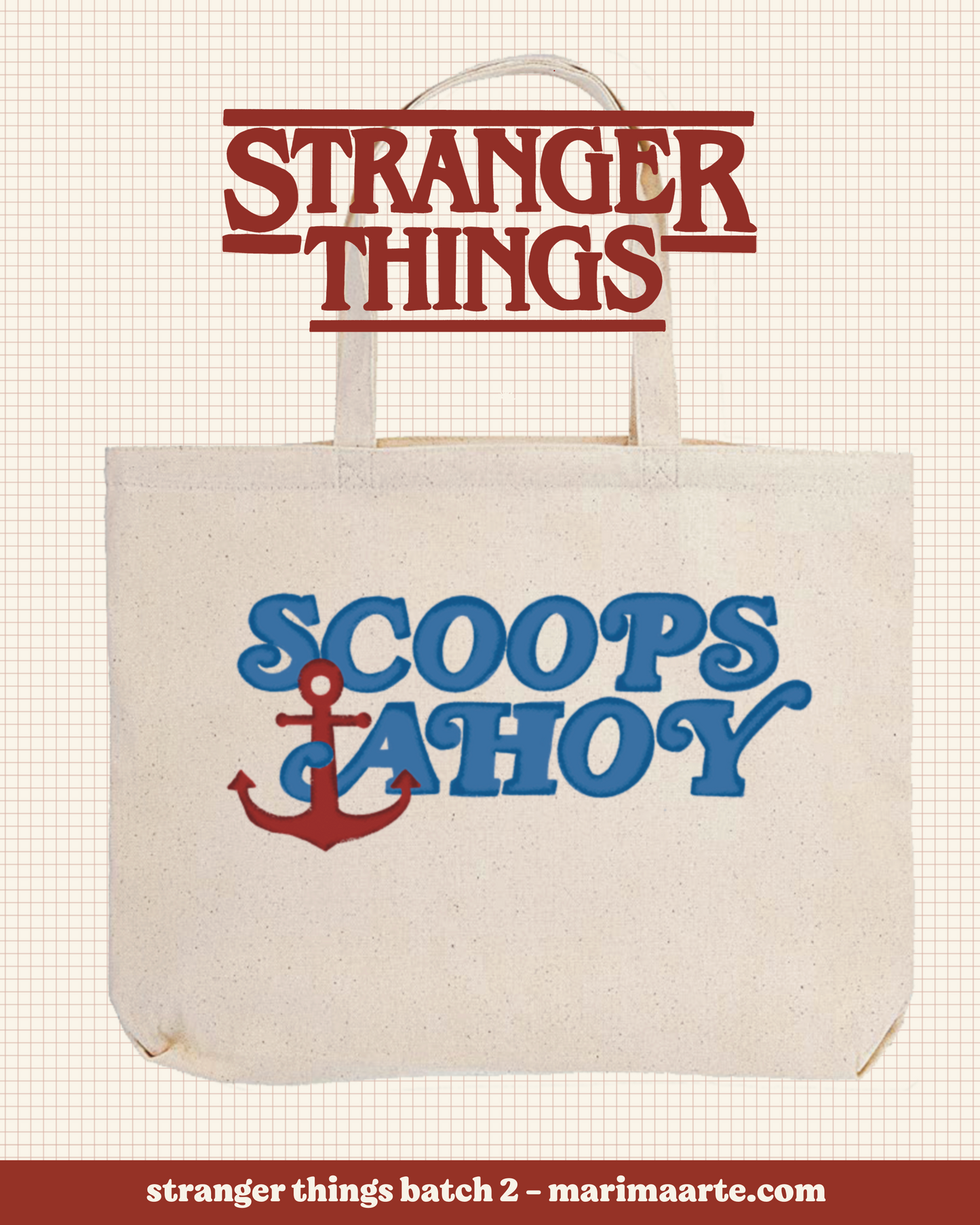 STRANGER THINGS SCOOPS AHOY LARGE TOTE BAG